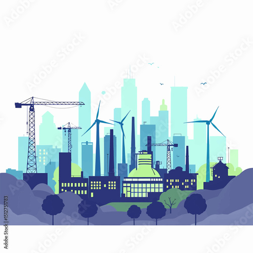 Eco friendly city skyline sustainable development future urban landscape design