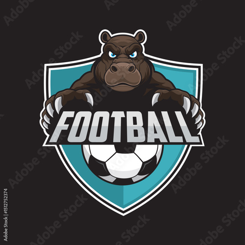 football club logo hippopotamus vector illustration design