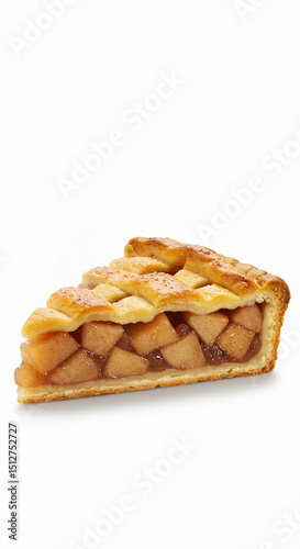 Piece of tasty apple pie isolated on transparent background

