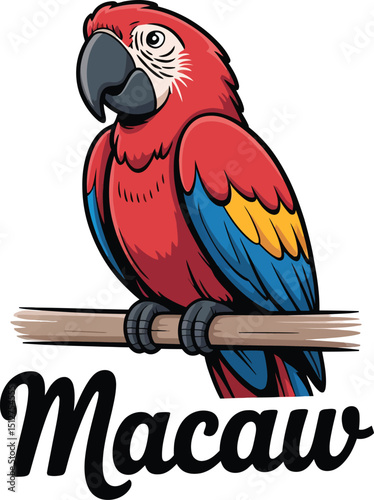 Cute cartoon a illustrator vector Macaw