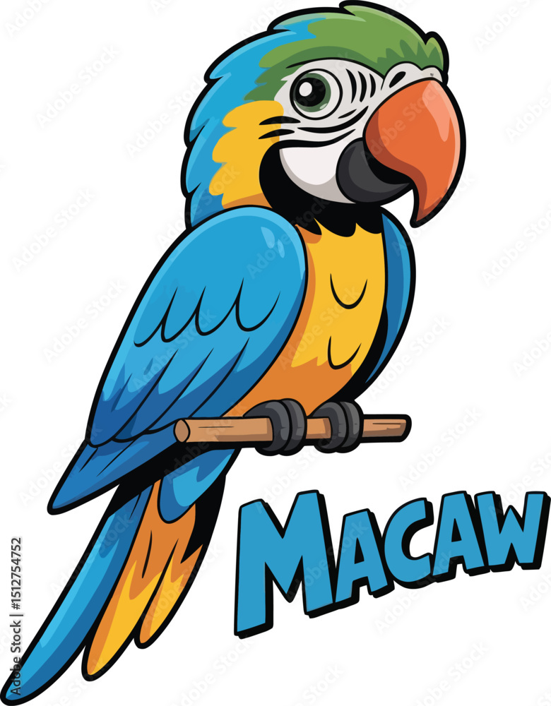 Fototapeta premium Cute cartoon a illustrator vector Macaw
