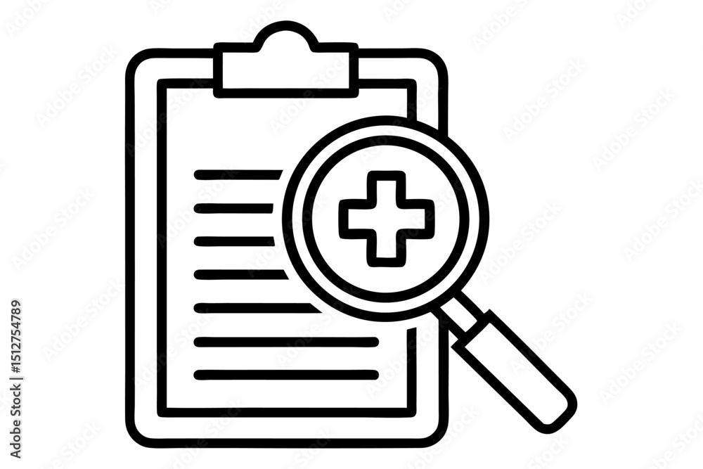 Fototapeta premium Medical record review magnifying glass healthcare analysis