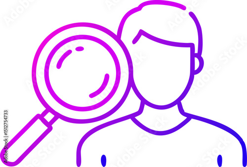 Magnifying glass icon over person profile search user