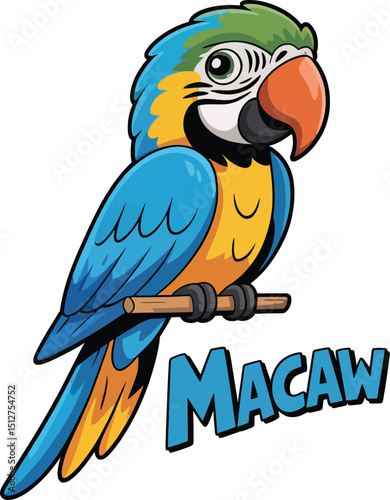Cute cartoon a illustrator vector Macaw