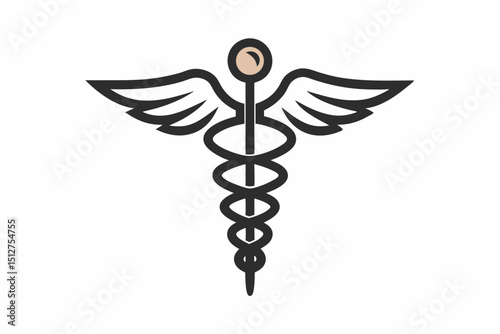 Medical caduceus symbol healthcare logo design