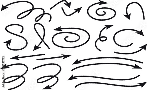 Hand drawing arrow doodle element set
