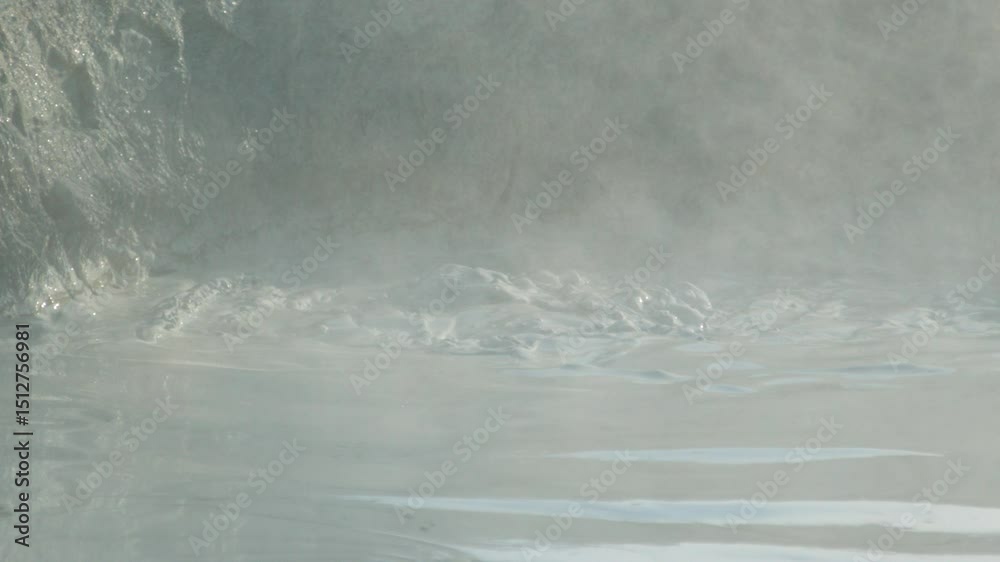 Closeup on bubbling, steaming mud - super slow motion at 1000 FPS