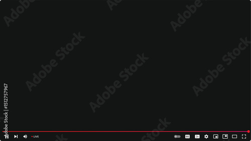 Interface of live streaming multimedia player of social media. Template of website page with broadcasting or live stream. Online streaming window. Mockup on transparent background with shadow Vector