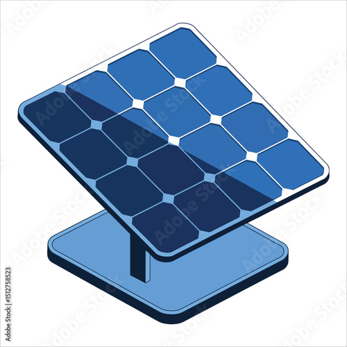 Solar panel vector icon showcasing renewable energy. Perfect for environmental campaigns, clean power visuals, and sustainable development themes.