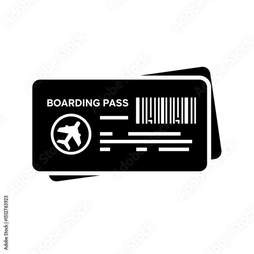 Boarding Pass with Barcode Icon, Vector Illustration. Air Travel, Departure Concept. Websites, Apps, Articles