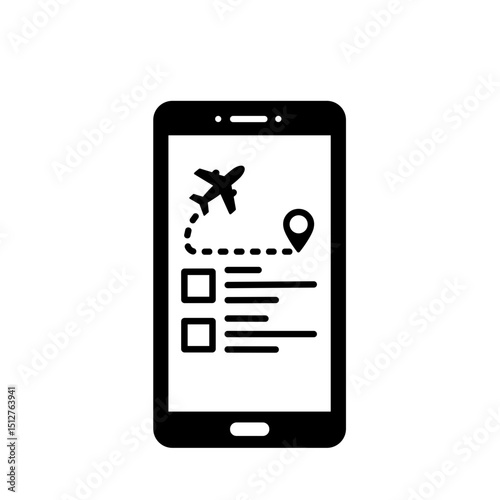 Flight Booking Smartphone Icon, Vector Illustration. Online Travel Reservation. Websites, Apps, Articles