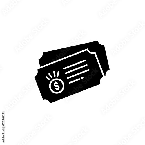 Two Tickets with Dollar Sign Icon, Vector, Black. Ticket Sales Concept. Websites, Apps, Articles