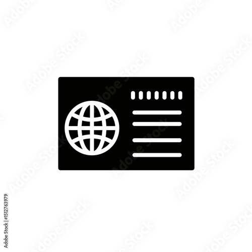 Travel Visa Document Icon, Vector Illustration. International Travel, Documentation. Websites, Apps, Articles