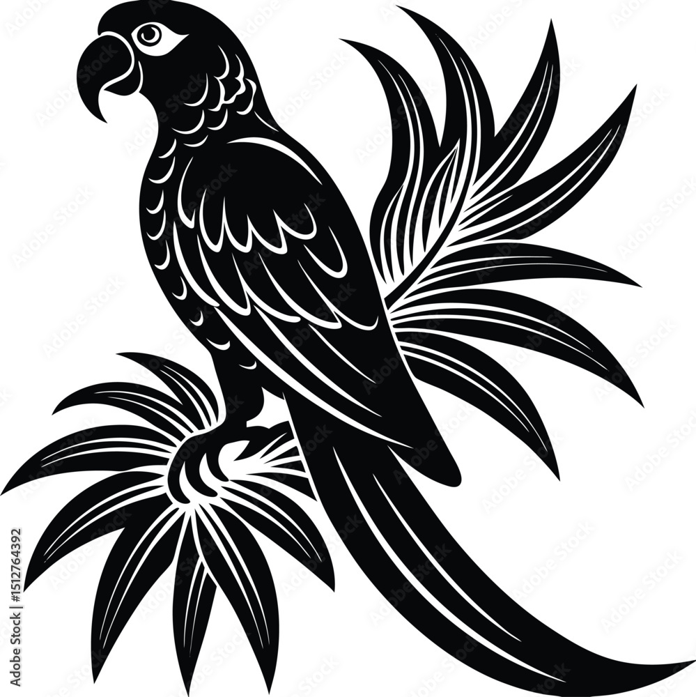 Obraz premium black and white parrot