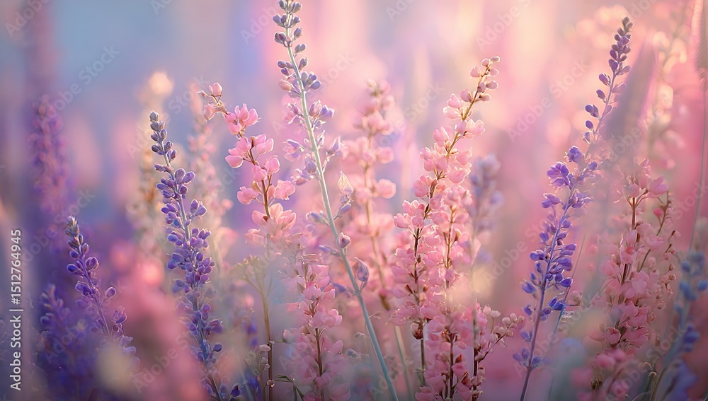 Fototapeta premium Pink And Purple Flowers In Soft Light