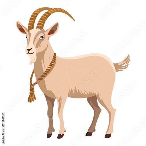 White Goat with Rope Neck Tie