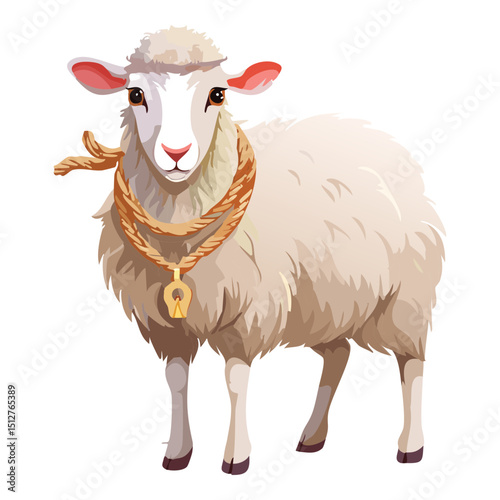 White Sheep with Jute Rope Neck