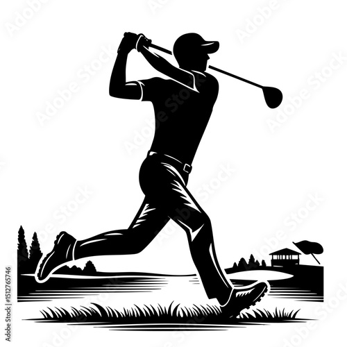 Golf Swing Silhouette  Dynamic Sports Action Image