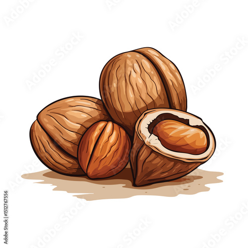 Professional Nut Food Symbol Vector Illustration for Culinary Websites and Healthy Eating Articles