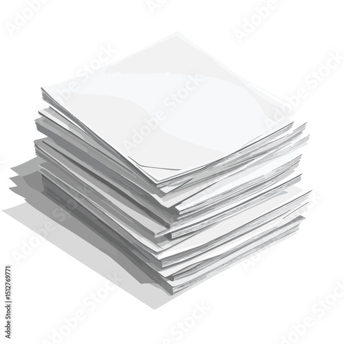 Professional Office Document Stack with Shadow Vector Illustration for Business Presentations