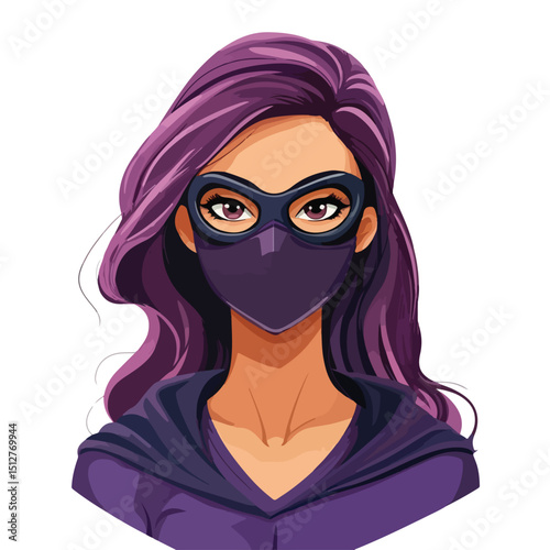 Female Superhero Character Wearing Mask for Power Icon Concepts