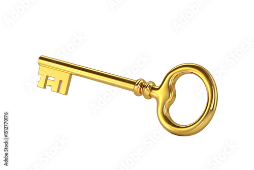 Golden Key to Success Unlock Your Potential with this Symbolic Image of Opportunity and Achievement. A 3D Rendered Golden Key.