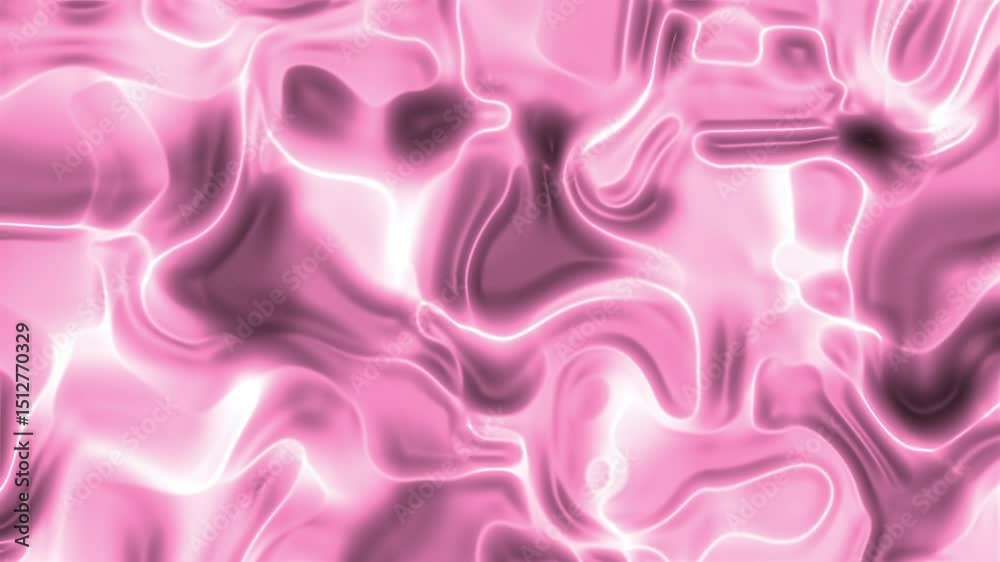 A shiny pink abstract image with glowing white lines forming curves and shapes