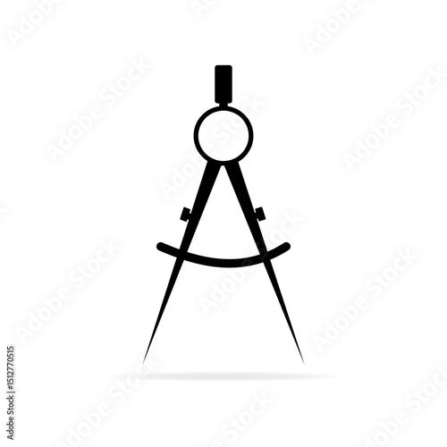 Compass vector icon. Classic compass tool used in drafting and design for precise measurements and layout creation.