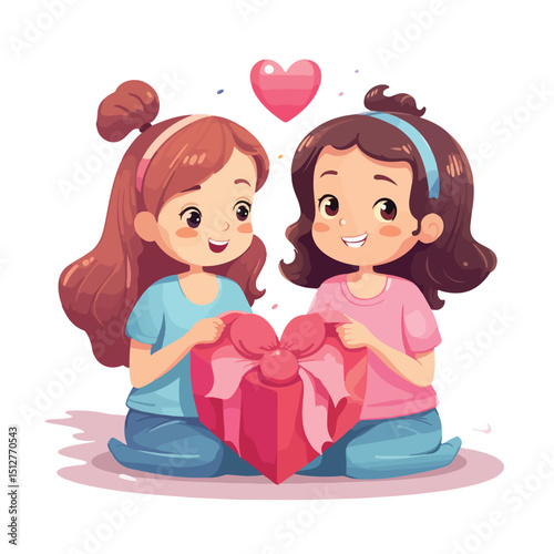Heartwarming Image of Two Young Kids Holding a Heart - Emotional Childhood Concept