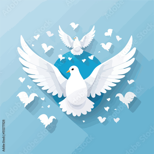 World Peace Day Doves Icon Isolated Vector Illustration for Global Harmony Initiatives