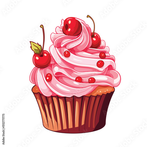 Delicious Cupcake Desserts Vector Illustration for Food Blogs and Marketing Materials