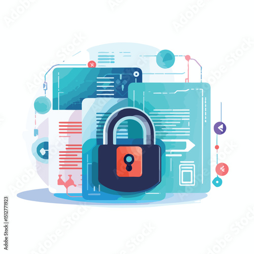 Illustration of Cyber Security with Confidential Information Message in Professional Setting