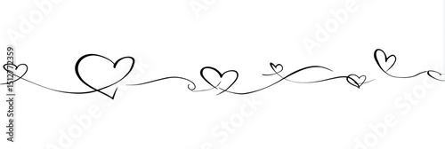 Hand-Drawn Heart Swirl Divider Romantic Design Element