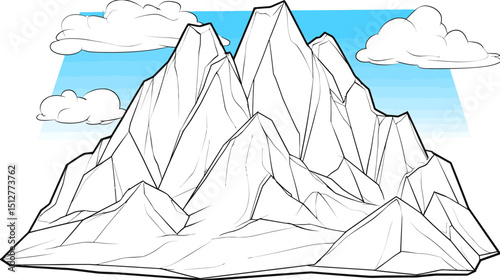 Low Poly Mountain Landscape - simple vector, isolated on white background   