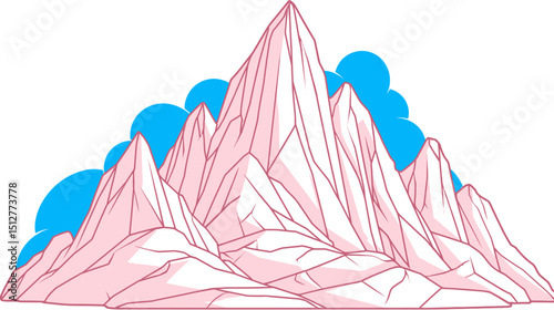 Low Poly Mountain Landscape - simple vector, isolated on white background   