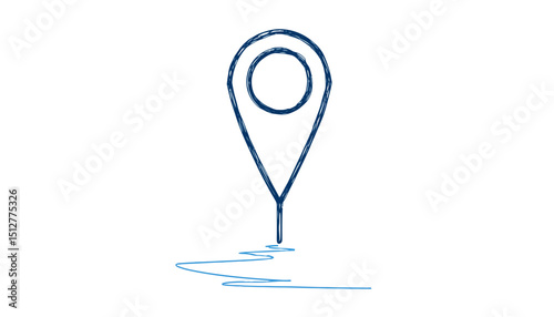 Hand-drawn Doodle Location Pin Icon  Simple GPS Marker Illustration