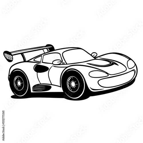 Stylish Sports Car with Sleek Design and Large Rear Spoiler
