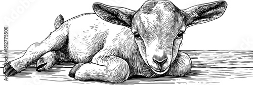 Adorable Kid Goat Illustration Playful Farm Animal Drawing