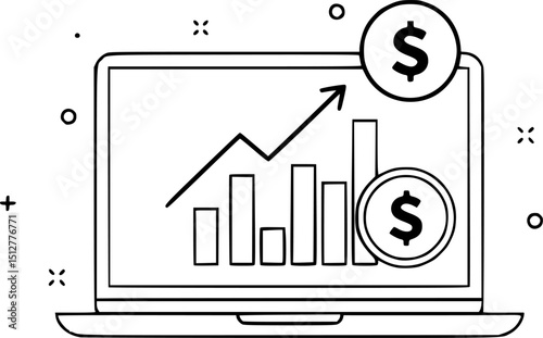 Growing Business Profits Online Illustrated by a Dynamic Financial Success Graph Chart Highlighting Revenue Growth and Digital Strategy