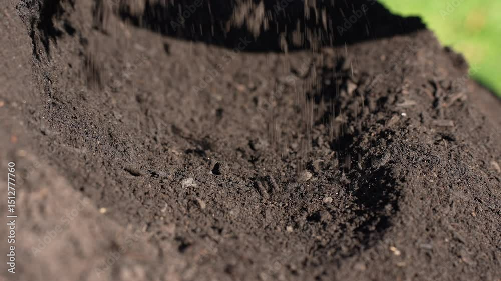 turning a compost pile in a community garden. compost full of microorganisms. sustainable regenerative agriculture with a soil sample