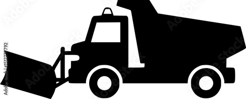 Truck snowplow icon. Snowblower. Black silhouette. Front view. Vector simple flat graphic illustration. Isolated object on a white background
