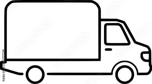 Black and white illustration of a cargo truck side view.
