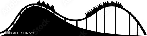 Rollercoaster silhouette vector. Rollercoaster Black flat icon illustration
