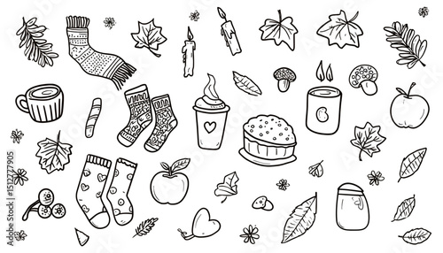 Hand-Drawn Autumn Doodle Set Cozy Fall Illustrations