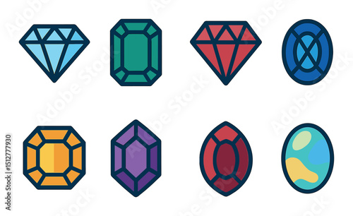 Zodiac birthstone silhouette icon set. horoscope and astrology gemstone symbols