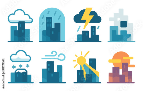 Weather symbol silhouette icon set. forecast and climate pictogram collection