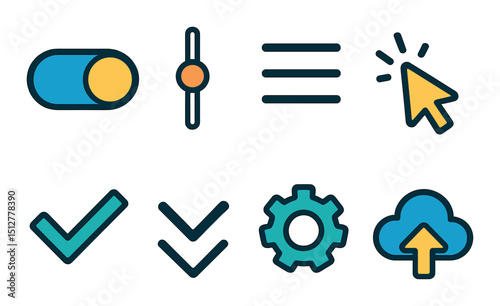 Minimal ui flat icon set for infographic and website design essentials