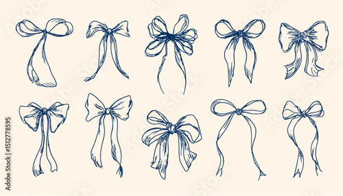 Hand-Drawn Ribbons and Bows A Collection of 12 Unique Designs for Digital and Print Projects