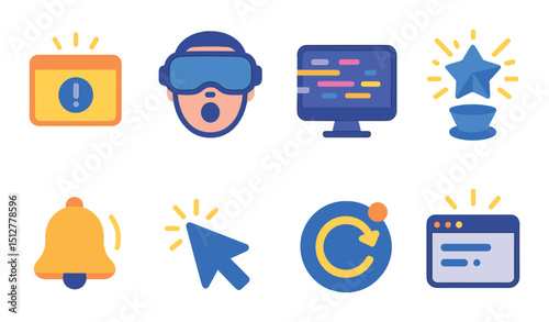 Modern tech icon set in flat style. digital symbols for innovation and gadgets