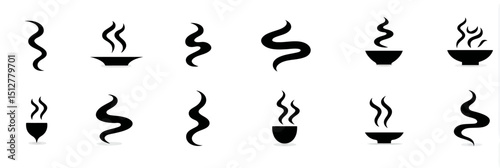 Smoke and Steam Icon Vector Set � Doodle Style Heat, Aroma, and Fragrance Elements Logo Illustration